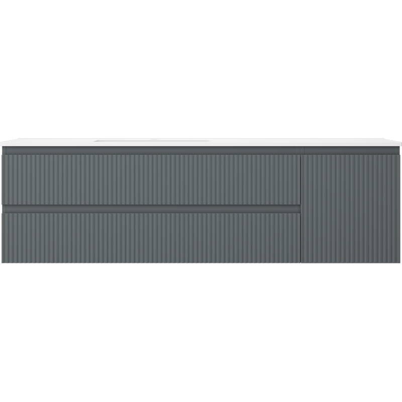 Mexen Rivel koupelnová skříňka 160 cm s umyvadlem Otis levá, 2S, 1D, drážkovaná, grafit/bílá mat - 91A23-16047-3-BBFFF66-W18L01