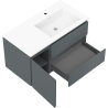 Mexen Rivel koupelnová skříňka 90 cm s umyvadlem Otis pravá, 2S, 1D, rýhovaná, grafit/bílá mat - 91A23-09047-3-BBFFF66-W18P01