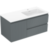 Mexen Rivel koupelnová skříňka Otis 100 cm s umyvadlem pravá, 2S, 1D, rýhovaná, grafitová/bílá matná
