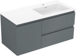 Mexen Rivel koupelnová skříňka Otis 100 cm s umyvadlem pravá, 2S, 1D, rýhovaná, grafitová/bílá matná