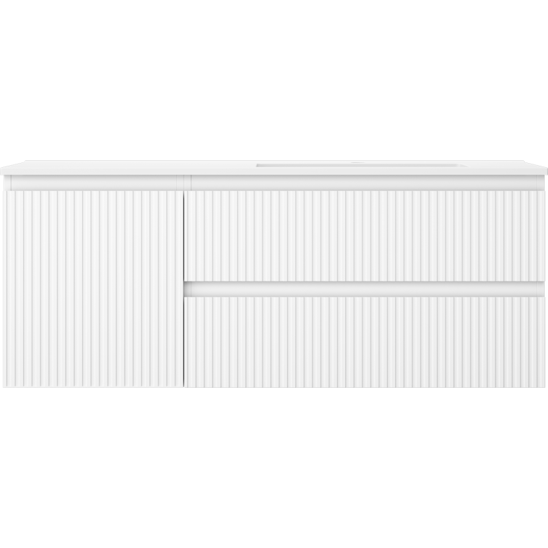 Mexen Rivel koupelnová skříňka 120 cm s umyvadlem Otis pravá, 2S, 1D, ryhovaná, bílá mat - 91A23-12047-3-BBFFF01-W18P01