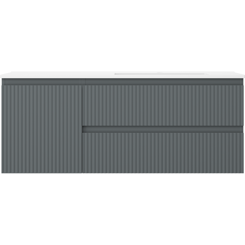 Mexen Rivel koupelnová skříňka 120 cm s umyvadlem Otis vpravo, 2S, 1D, rýhovaná, grafit/bílá mat - 91A23-12047-3-BBFFF66-W18P01