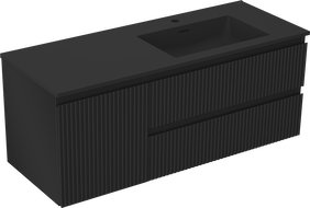 Mexen Rivel koupelnová skříňka 120 cm s umyvadlem Otis pravá, 2S, 1D, rýhovaná, černá mat - 91A23-12047-3-BBFFF71-W18P71