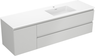 Mexen Rivel koupelnová skříňka 160 cm s umyvadlem Otis pravá, 2S, 1D, vroubkovaná, šedá/bílá mat - 91A23-16047-3-BBFFF62-W18P01