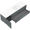 Mexen Rivel koupelnová skříňka 160 cm s umyvadlem Otis pravým, 2S, 1D, žebrovaná, grafitová/bílá matná
