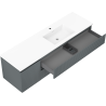 Mexen Rivel koupelnová skříňka 160 cm s umyvadlem Otis pravým, 2S, 1D, žebrovaná, grafitová/bílá matná