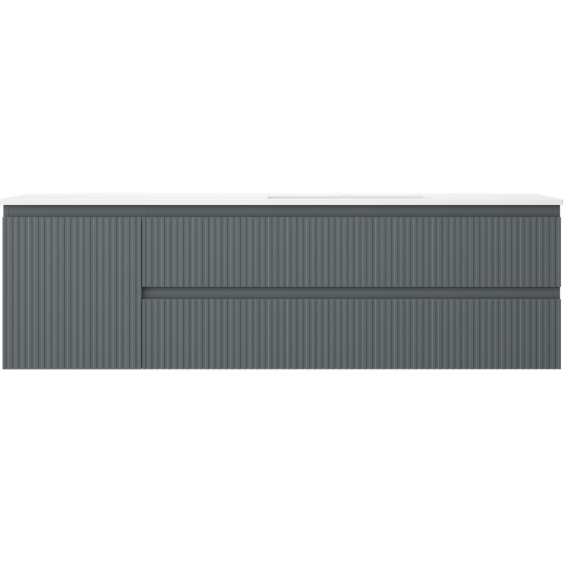 Mexen Rivel koupelnová skříňka 160 cm s umyvadlem Otis pravým, 2S, 1D, žebrovaná, grafitová/bílá matná
