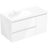 Mexen Orio koupelnová skříňka 90 cm s umyvadlem Vela vlevo, 2S, 1D, bílý lesk - 91A13-09047-3-BBFFF00-W23L00