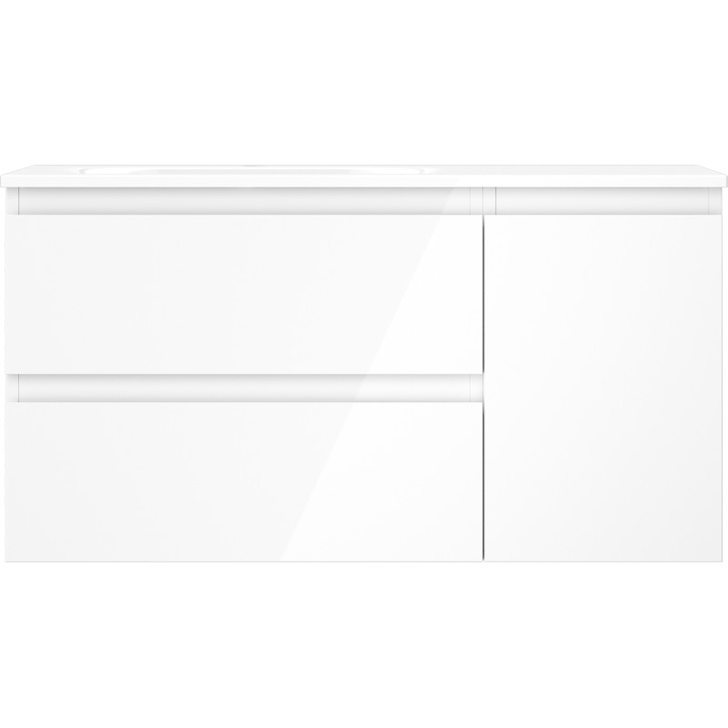 Mexen Orio koupelnová skříňka 90 cm s umyvadlem Vela levá, 2S, 1D, bílý lesk - 91A13-09047-3-BBFFF00-W23L00