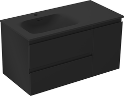 Mexen Orio koupelnová skříňka 90 cm s umyvadlem Vela levým, 2S, 1D, černá mat - 91A13-09047-3-BBFFF71-W23L71