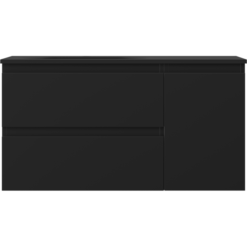 Mexen Orio koupelnová skříňka 90 cm s umyvadlem Vela levým, 2S, 1D, černá mat - 91A13-09047-3-BBFFF71-W23L71