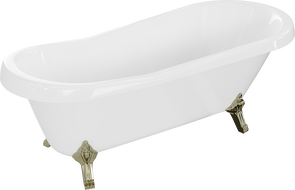 Mexen Retro volně stojící vana 170 x 75 cm, bílá, nohy zlaté - 53251707500-50