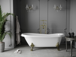 Mexen Retro volně stojící vana 170 x 75 cm, bílá, nohy zlaté - 53251707500-50