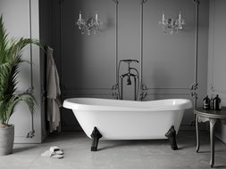 Mexen Retro volně stojící vana 170 x 75 cm, bílá, černé nohy - 53251707500-70
