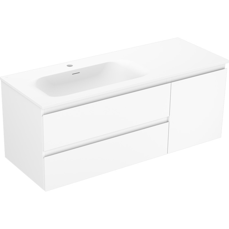 Mexen Orio koupelnová skříňka 120 cm s umyvadlem Vela levým, 2S, 1D, bílá mat - 91A13-12047-3-BBFFFF01-W23L01