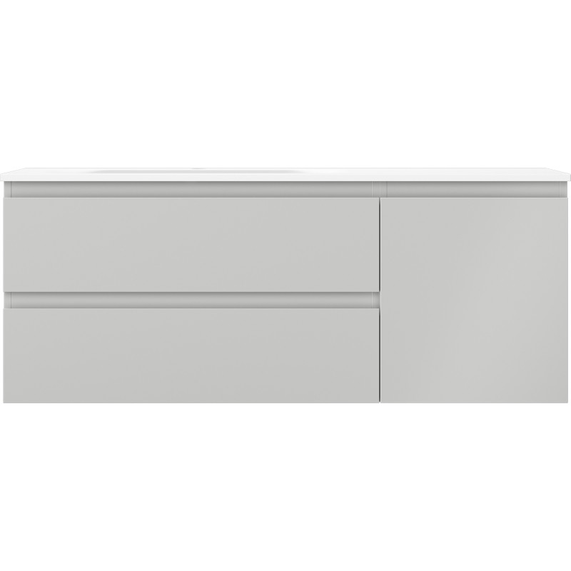 Mexen Orio koupelnová skříňka 120 cm s umyvadlem Vela levým, 2S, 1D, šedá mat/bílá mat - 91A13-12047-3-BBFFF62-W23L01