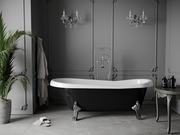 Mexen Retro volně stojící vana 170 x 75 cm, bílá/černá, chromované nohy - 53251707575-00