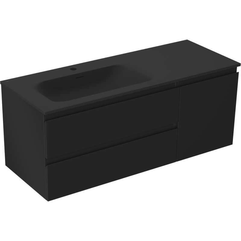 Mexen Orio koupelnová skříňka 120 cm s umyvadlem Vela levá, 2S, 1D, černá mat - 91A13-12047-3-BBFFF71-W23L71