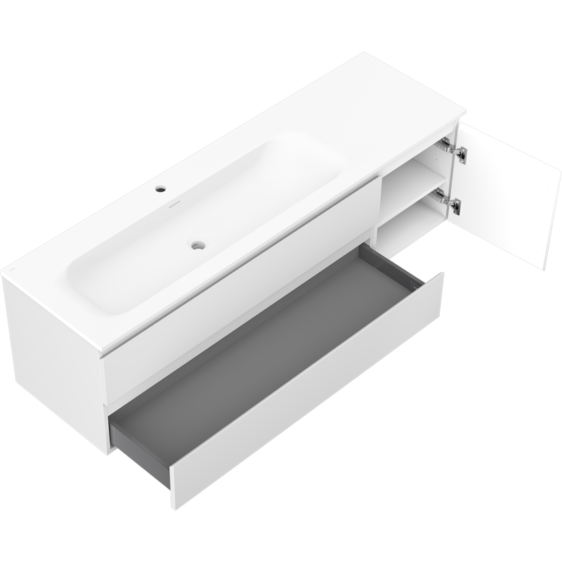 Mexen Orio koupelnová skříňka 160 cm s umyvadlem Vela vlevo, 2S, 1D, bílá mat - 91A13-16047-3-BBFFFF01-W23L01