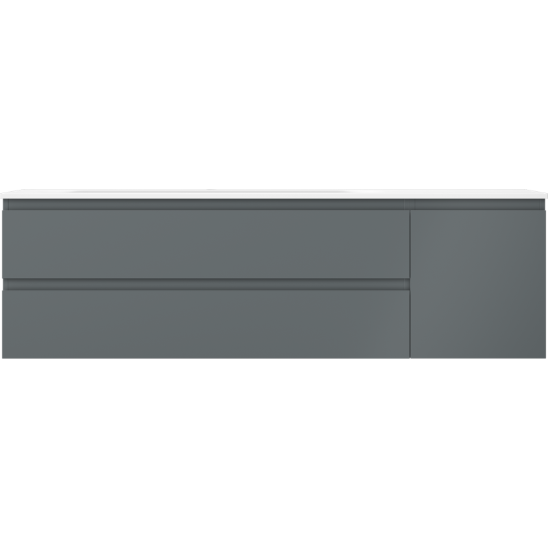 Mexen Orio koupelnová skříňka 160 cm s umyvadlem Vela levým, 2S, 1D, grafit mat/bílá mat - 91A13-16047-3-BBFFF66-W23L01