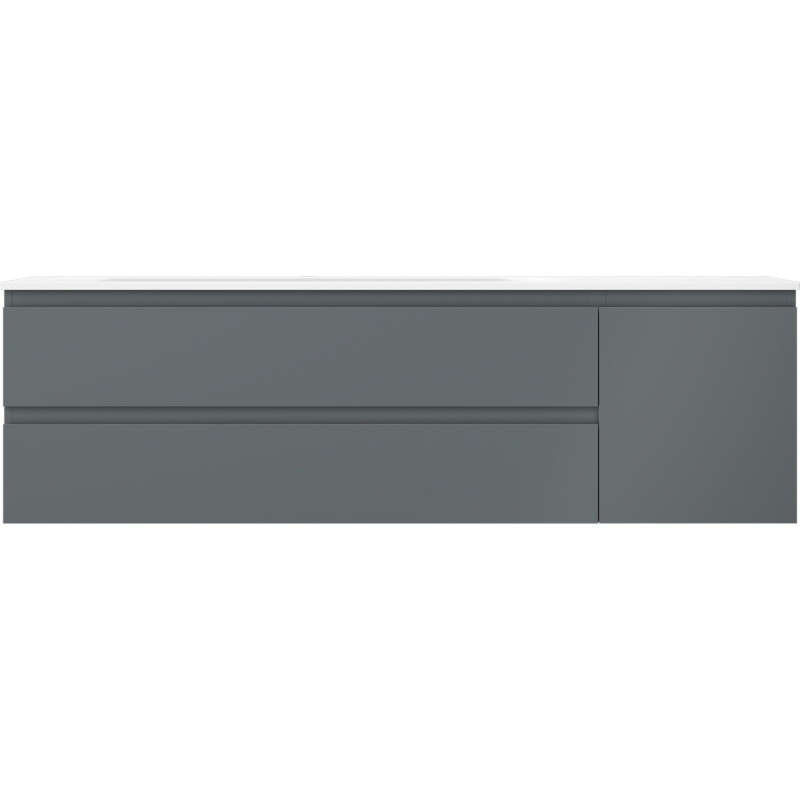 Mexen Orio koupelnová skříňka 160 cm s umyvadlem Vela vlevo, 2S, 1D, grafit mat/bílá mat - 91A13-16047-3-BBFFF66-W23L01