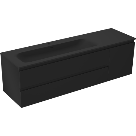 Mexen Orio koupelnová skříňka 160 cm s umyvadlem Vela levým, 2S, 1D, černá mat - 91A13-16047-3-BBFFF71-W23L71