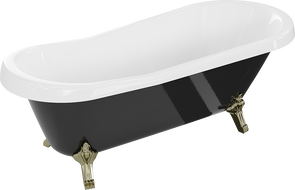 Mexen Retro volně stojící vana 170 x 75 cm, bílá/černá, zlaté nohy - 53251707575-50