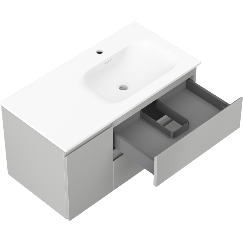 Mexen Orio koupelnová skříňka 90 cm s umyvadlem Vela pravým, 2S, 1D, šedá matná/bílá matná - 91A13-09047-3-BBFFF62-W23P01