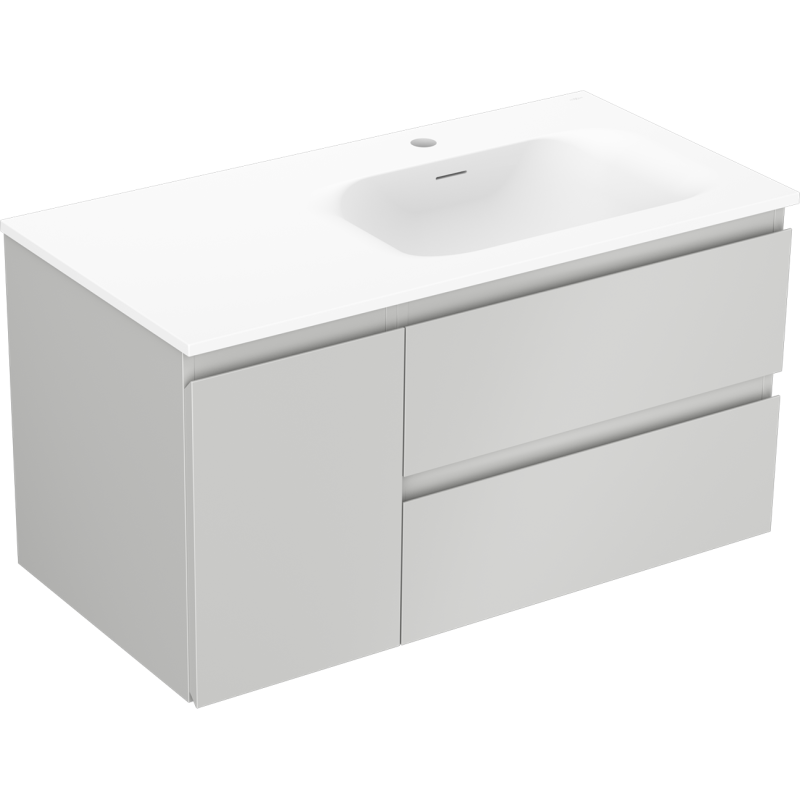Mexen Orio koupelnová skříňka 90 cm s umyvadlem Vela pravým, 2S, 1D, šedá matná/bílá matná - 91A13-09047-3-BBFFF62-W23P01