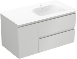 Mexen Orio koupelnová skříňka 90 cm s umyvadlem Vela pravým, 2S, 1D, šedá matná/bílá matná - 91A13-09047-3-BBFFF62-W23P01