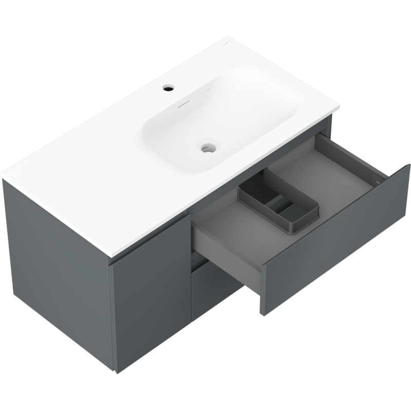 Mexen Orio koupelnová skříňka 90 cm s umyvadlem Vela pravá, 2S, 1D, grafit mat/bílá mat - 91A13-09047-3-BBFFF66-W23P01