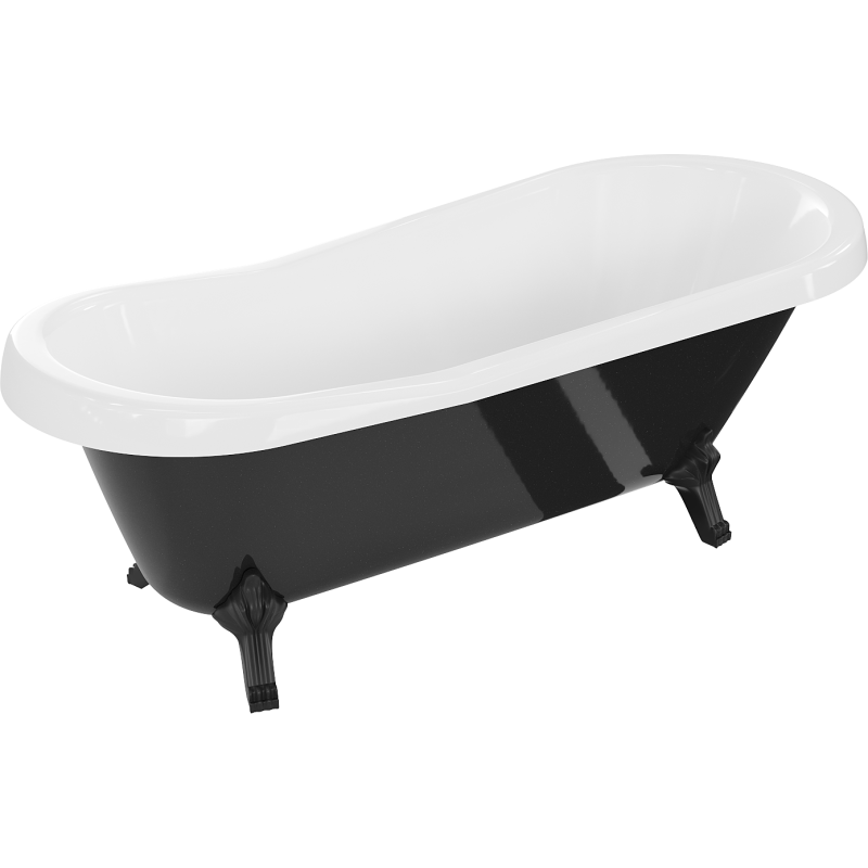 Mexen Retro volně stojící vana 170 x 75 cm, bílá/černá, černé nohy - 53251707575-70