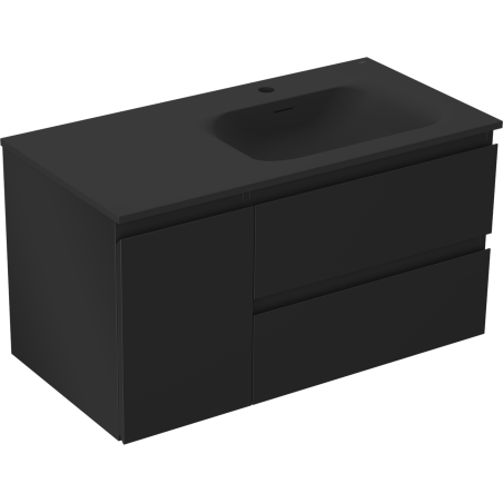 Mexen Orio koupelnová skříňka 90 cm s umyvadlem Vela pravá, 2S, 1D, černá mat - 91A13-09047-3-BBFFF71-W23P71