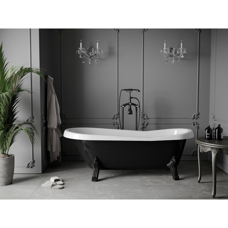 Mexen Retro volně stojící vana 170 x 75 cm, bílá/černá, černé nohy - 53251707575-70
