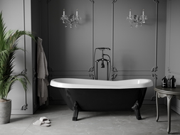 Mexen Retro volně stojící vana 170 x 75 cm, bílá/černá, černé nohy - 53251707575-70