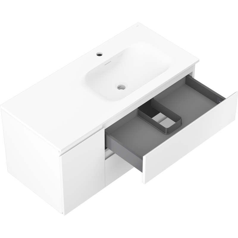 Mexen Orio koupelnová skříňka 100 cm s umyvadlem Vela pravá, 2S, 1D, bílá mat - 91A13-10047-3-BBFFFF01-W23P01