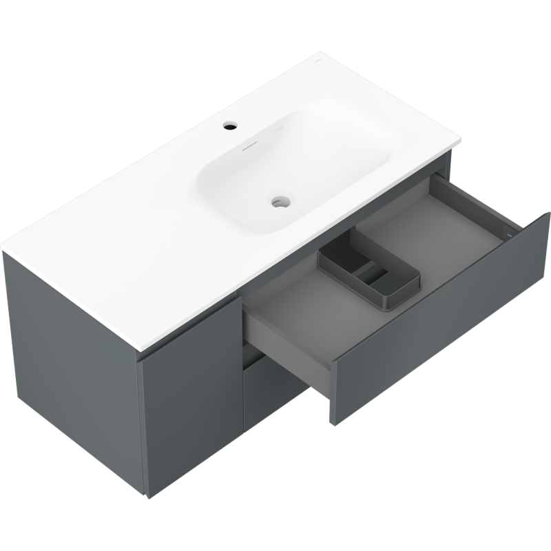 Mexen Orio koupelnová skříňka 100 cm s umyvadlem Vela pravá, 2S, 1D, grafit mat/bílá mat - 91A13-10047-3-BBFFF66-W23P01