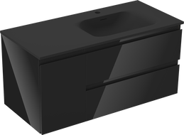 Mexen Orio koupelnová skříňka 100 cm s umyvadlem Vela pravá, 2S, 1D, černý lesk/černý mat