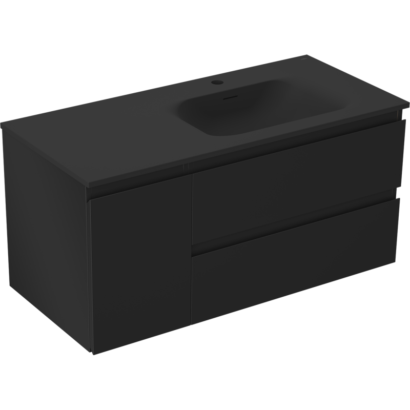 Mexen Orio koupelnová skříňka 100 cm s umyvadlem Vela pravým, 2S, 1D, černá matná - 91A13-10047-3-BBFFF71-W23P71