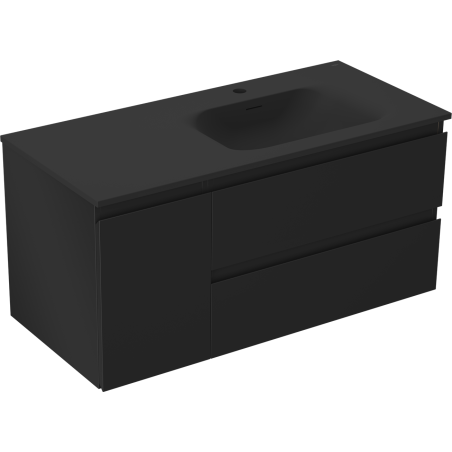 Mexen Orio koupelnová skříňka 100 cm s umyvadlem Vela pravým, 2S, 1D, černá matná - 91A13-10047-3-BBFFF71-W23P71