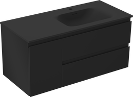 Mexen Orio koupelnová skříňka 100 cm s umyvadlem Vela pravým, 2S, 1D, černá matná - 91A13-10047-3-BBFFF71-W23P71