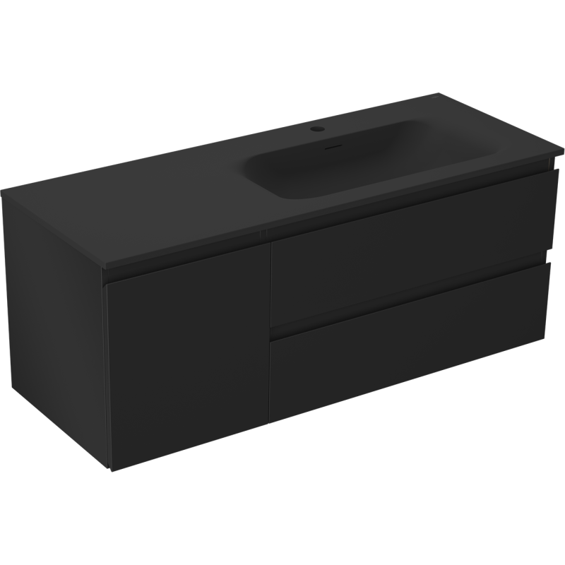Mexen Orio koupelnová skříňka 120 cm s umyvadlem Vela pravá, 2S, 1D, černá mat - 91A13-12047-3-BBFFF71-W23P71