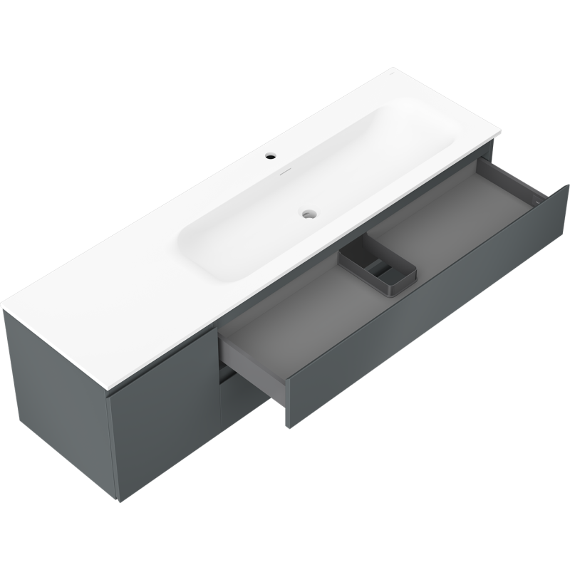 Mexen Orio koupelnová skříňka 160 cm s umyvadlem Vela pravá, 2S, 1D, grafit mat/bílá mat - 91A13-16047-3-BBFFF66-W23P01