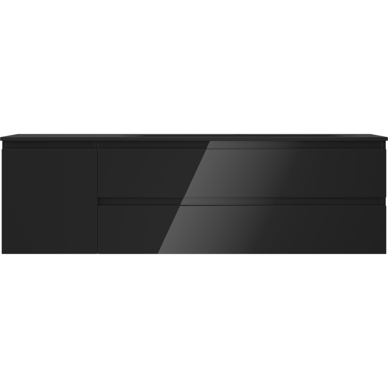 Mexen Orio koupelnová skříňka 160 cm s umyvadlem Vela pravým, 2S, 1D, černý lesk/černá mat - 91A13-16047-3-BBFFF70-W23P71