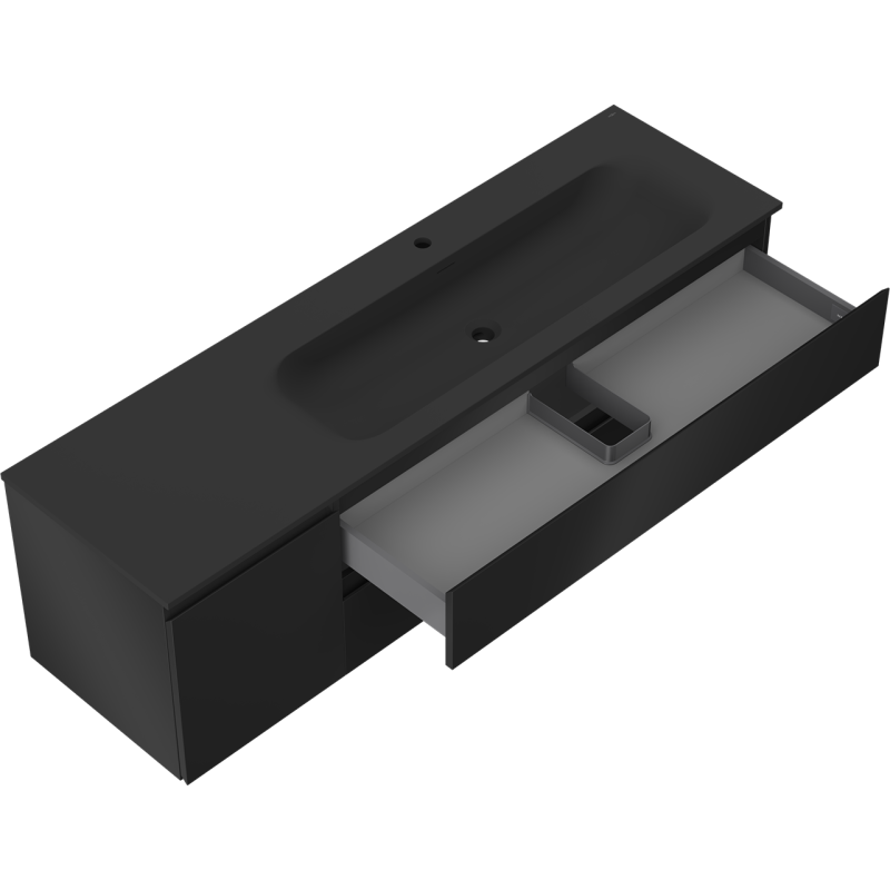 Mexen Orio koupelnová skříňka 160 cm s umyvadlem Vela pravá, 2S, 1D, černá mat - 91A13-16047-3-BBFFF71-W23P71