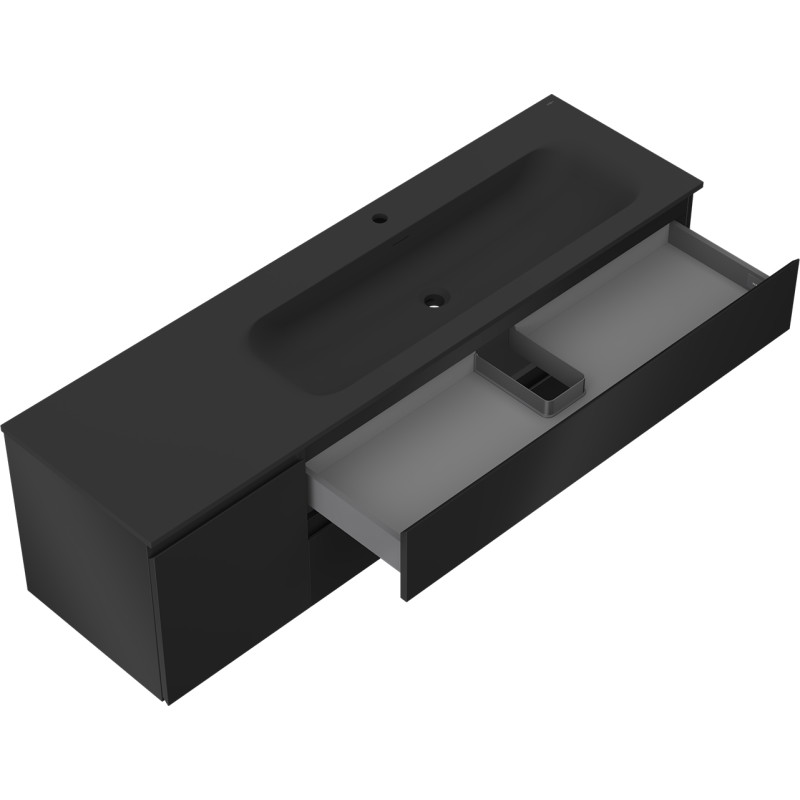 Mexen Orio koupelnová skříňka 160 cm s umyvadlem Vela pravým, 2S, 1D, černá mat - 91A13-16047-3-BBFFF71-W23P71