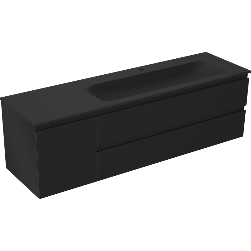 Mexen Orio koupelnová skříňka 160 cm s umyvadlem Vela pravá, 2S, 1D, černá mat - 91A13-16047-3-BBFFF71-W23P71