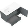 Mexen Rivel koupelnová skříňka 90 cm s umyvadlem Vela vlevo, 2S, 1D, rýhovaná, grafit mat/bílá mat