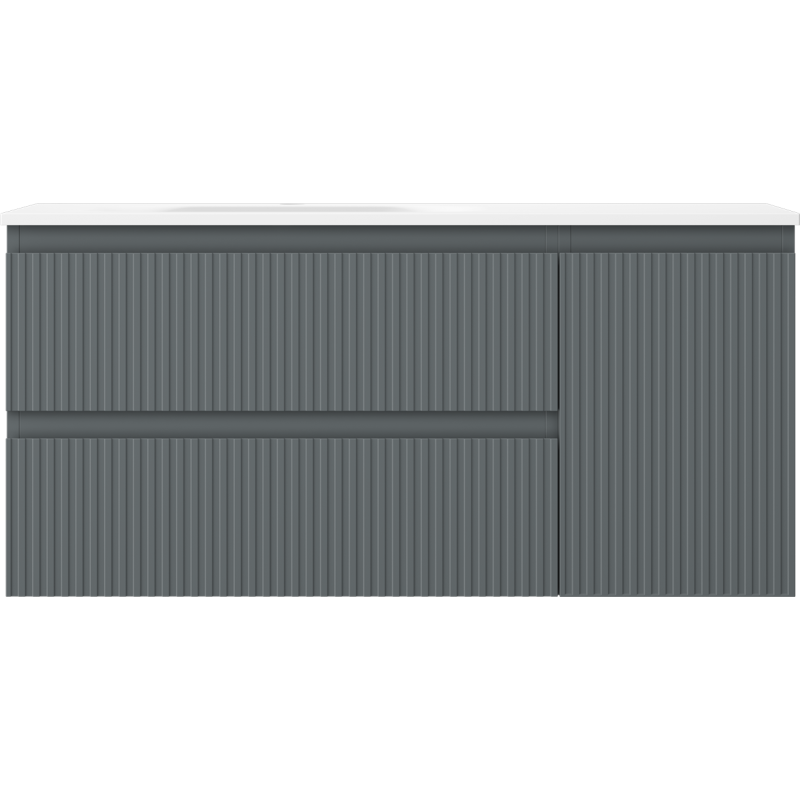 Mexen Rivel koupelnová skříňka 100 cm s umyvadlem Vela levá, 2S, 1D, žebrovaná, grafit/bílá mat - 91A23-10047-3-BBFFF66-W23L01