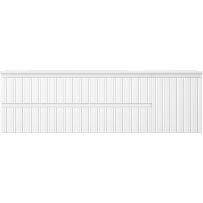 Mexen Rivel koupelnová skříňka 160 cm s umyvadlem Vela levé, 2S, 1D, drážkovaná, bílá mat - 91A23-16047-3-BBFFF01-W23L01